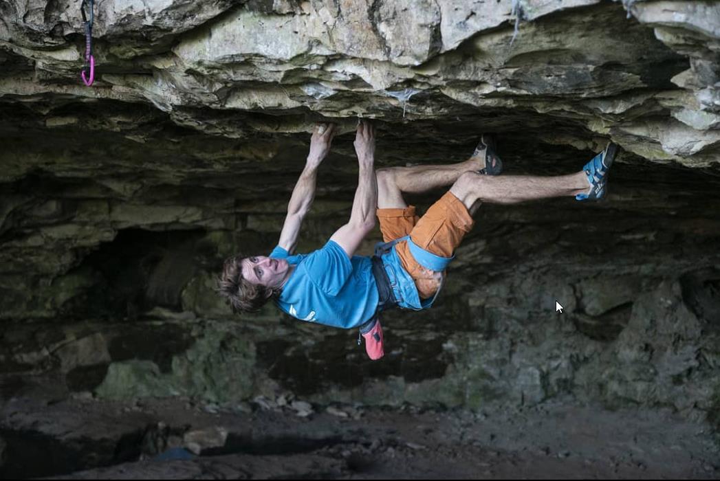 Seb Bouin making the second ascent of Akira some 25 years after Fred Rouling's first ascent. Pic by @ju_nadiras